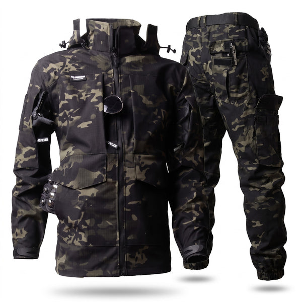 Men's Camo Jacket and Trouser Set Mesh Panels Multi Pocket