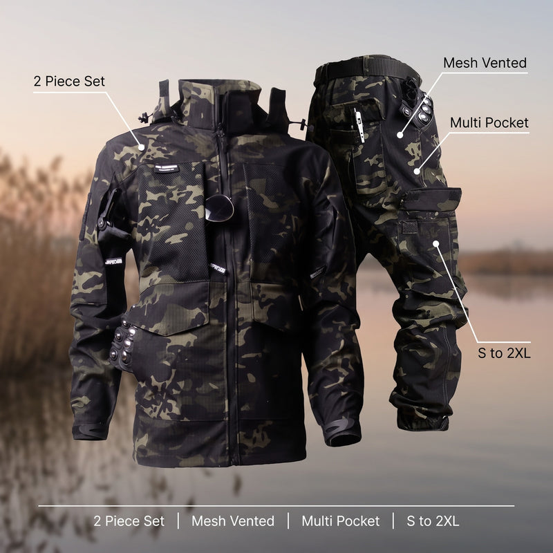Men's Camo Jacket and Trouser Set Mesh Panels Multi Pocket, product photo 2