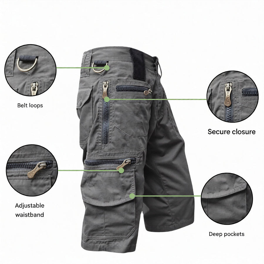 Men’s Cargo Shorts Quick Dry Stretch Outdoor Shorts Zipper Pockets – product view 2 | Great Lakes Outdoor