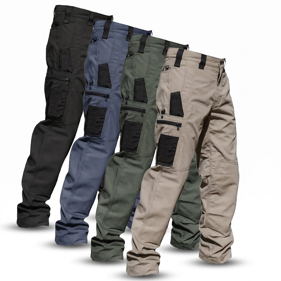 Men's Cargo Trousers Zip Pockets Straight Leg Stretch Weave, product photo 1