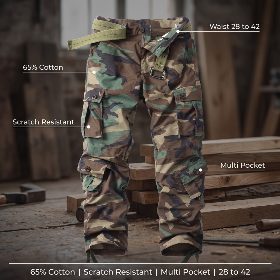 Men's Cargo Work Pants Cotton Blend Multi Pocket Durable Trousers, product photo 2