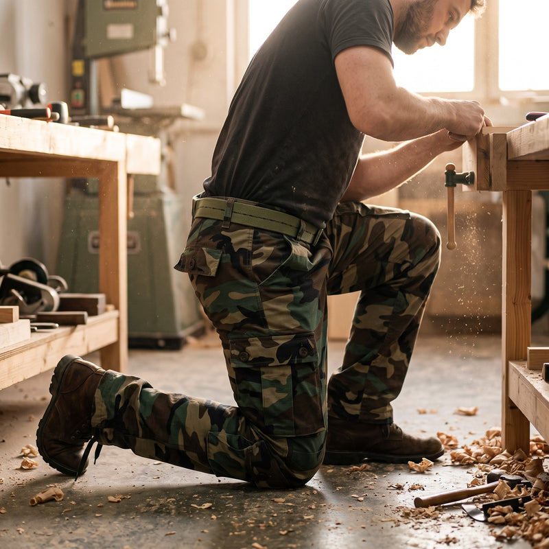 Men's Cargo Work Pants Cotton Blend Multi Pocket Durable Trousers, product photo 3