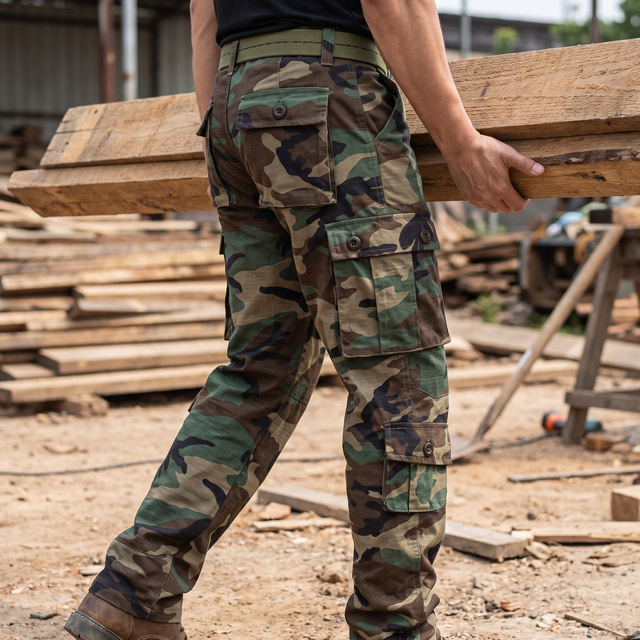 Men's Cargo Work Pants Cotton Blend Multi Pocket Durable Trousers, product photo 5