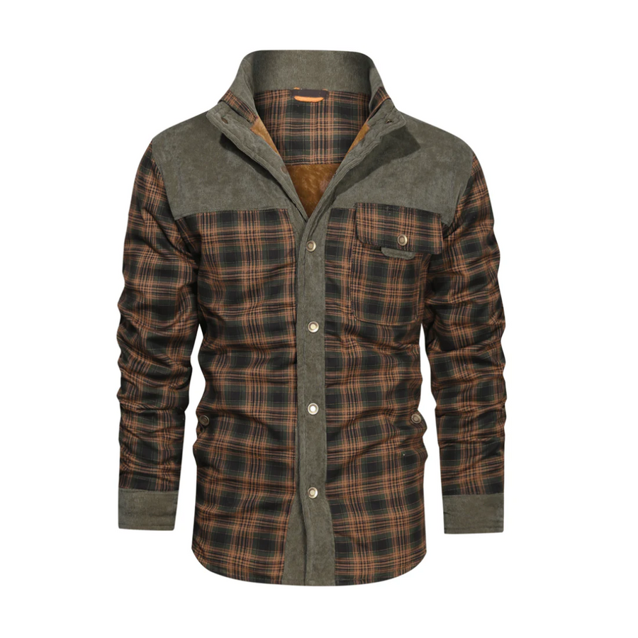 Men’s Checked Outdoor Jacket Lightweight Warm Casual Wool Blend Coat – product view 1 | Great Lakes Outdoor