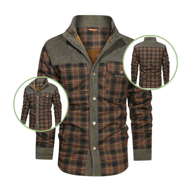 Men’s Checked Outdoor Jacket Lightweight Warm Casual Wool Blend Coat – product view 5 | Great Lakes Outdoor