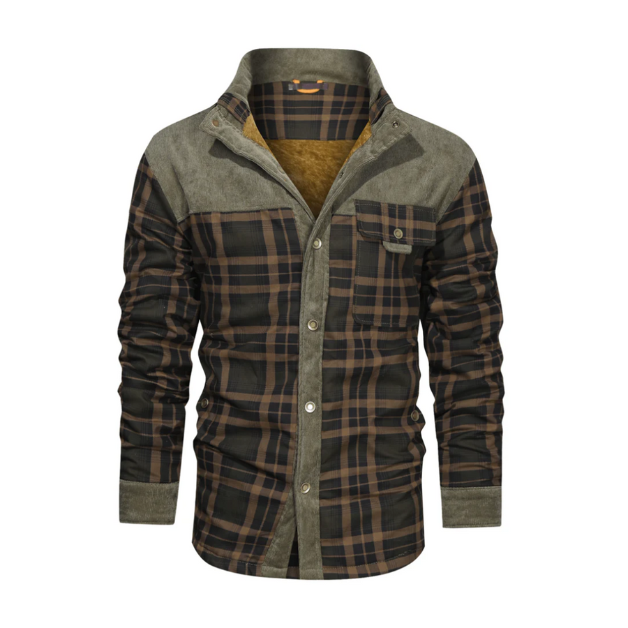 Men’s Checked Outdoor Jacket Lightweight Warm Casual Wool Blend Coat – product view 7 | Great Lakes Outdoor