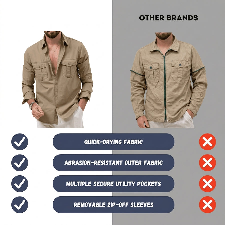 Men's Convertible Breathable Hiking Shirt with Zip-Off Sleeves – product view 3 | Great Lakes Outdoor