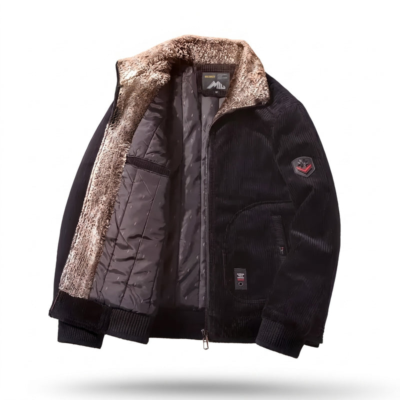 Men’s Corduroy Bomber Jacket Sherpa Lined Ribbed Cuffs Zip Front, product photo 6