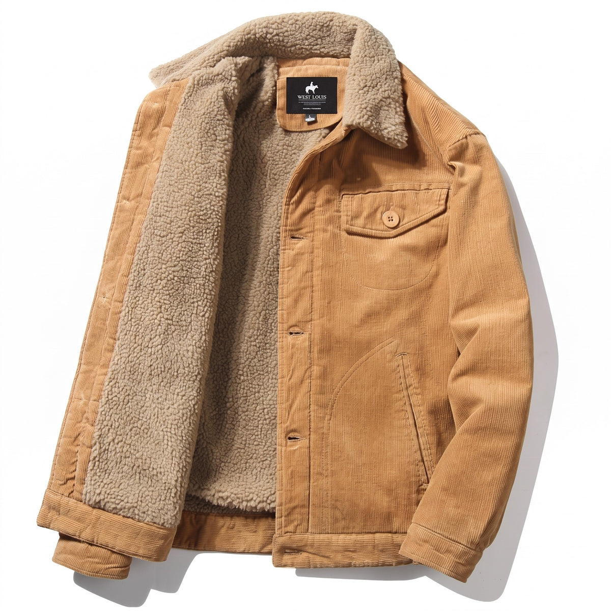Men’s Corduroy Jacket Fur Lined Cotton Blend Regular Fit Warm, product photo 1