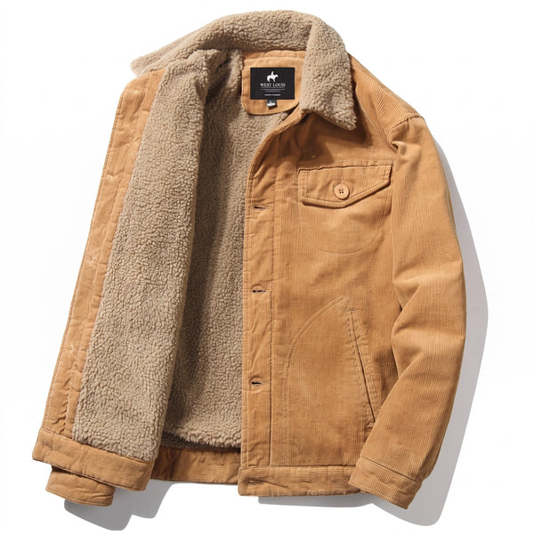 Men's Fur Lined Corduroy Jacket Warm Winter Casual Outerwear Coat