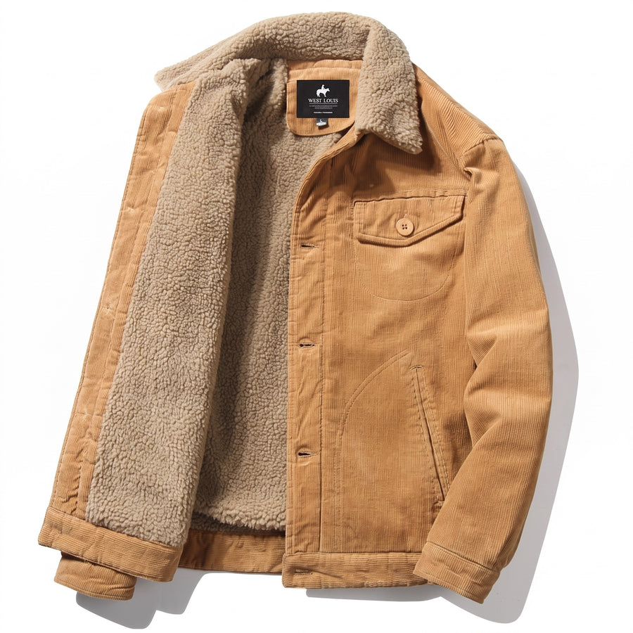 Men’s Corduroy Jacket Fur Lined Cotton Blend Regular Fit Warm, product photo 1