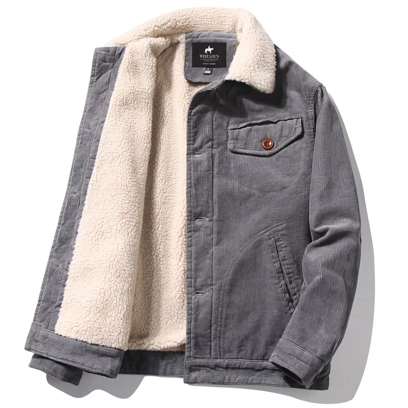 Men’s Corduroy Jacket Fur Lined Cotton Blend Regular Fit Warm, product photo 6