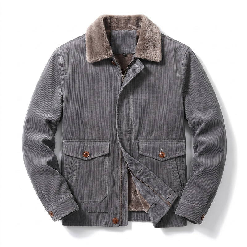 Men’s Corduroy Jacket Fur Lined Cotton Blend Regular Fit Warm, product photo 7
