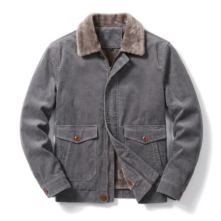 Men’s Corduroy Jacket Fur Lined Cotton Blend Regular Fit Warm, product photo 7