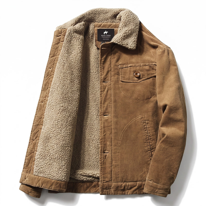Men’s Corduroy Jacket Fur Lined Cotton Blend Regular Fit Warm, product photo 8