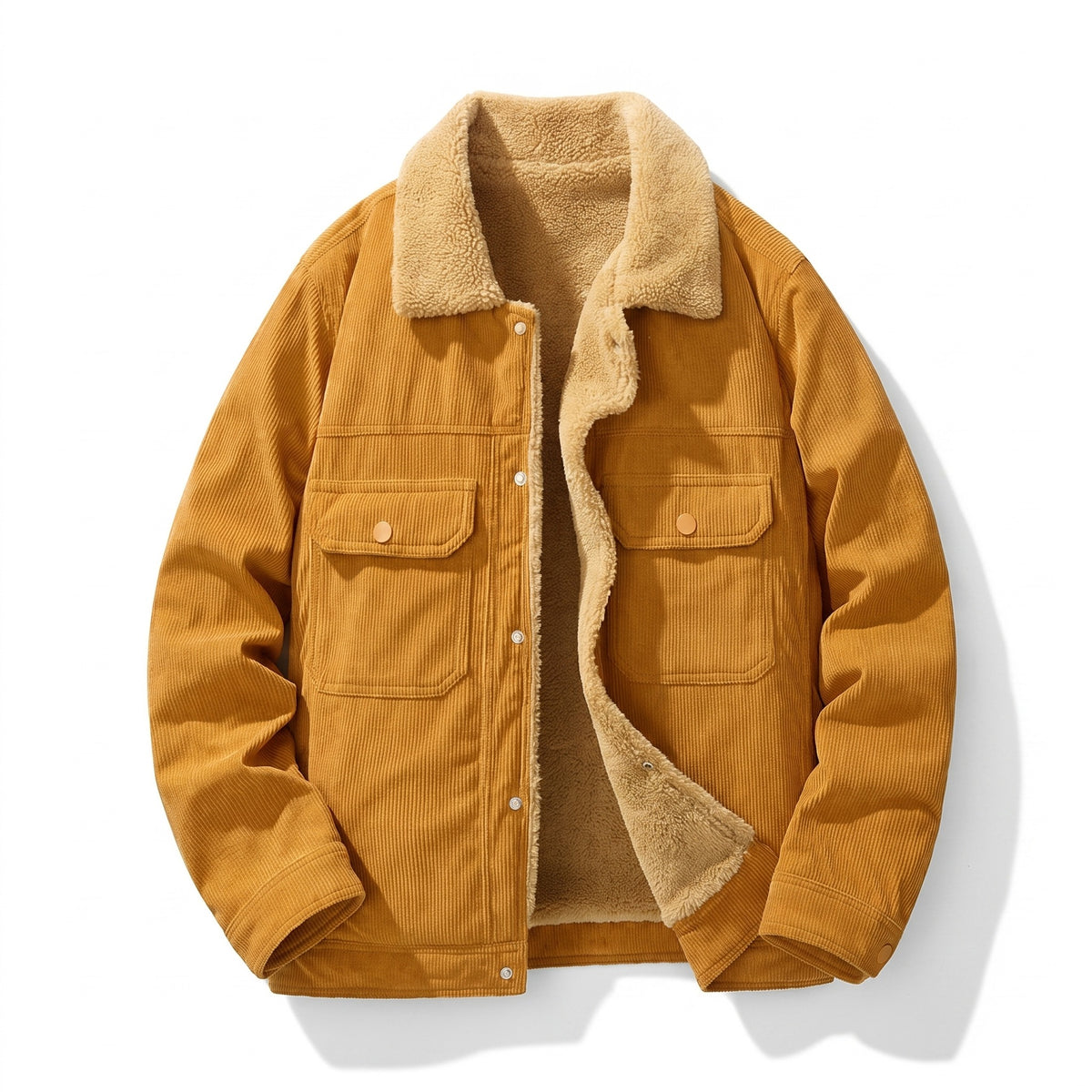 Men’s Corduroy Shirt Jacket Sherpa Fleece Lined Spread Collar, product photo 1