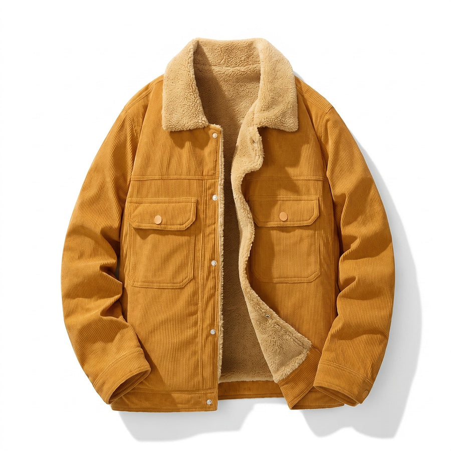 Men’s Corduroy Shirt Jacket Sherpa Fleece Lined Spread Collar, product photo 1