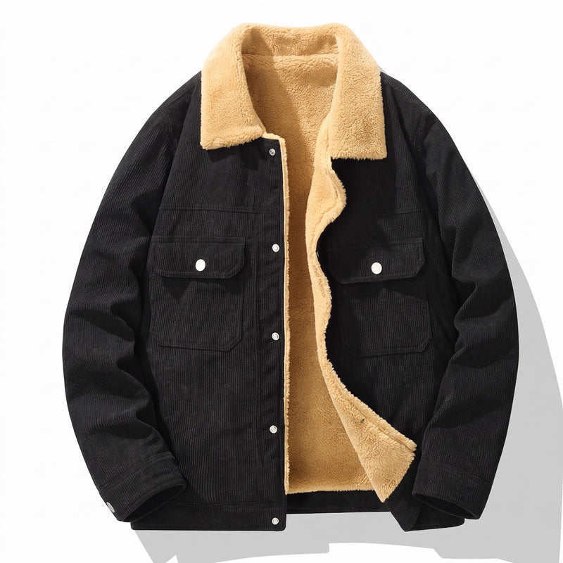 Men’s Corduroy Shirt Jacket Sherpa Fleece Lined Spread Collar, product photo 6
