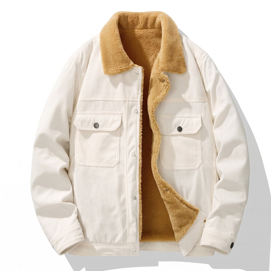 Men’s Corduroy Shirt Jacket Sherpa Fleece Lined Spread Collar, product photo 7
