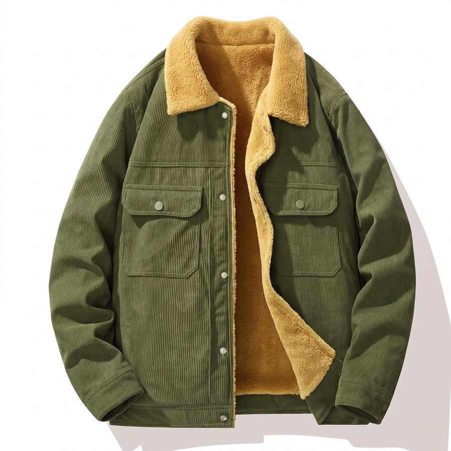 Men’s Corduroy Shirt Jacket Sherpa Fleece Lined Spread Collar, product photo 8