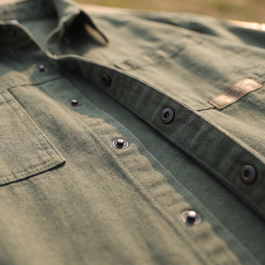 Men’s Cotton Blend Snap Button Shirt Two Chest Pockets Vintage, product photo 4