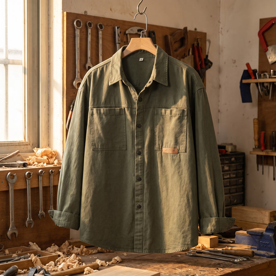 Men’s Cotton Blend Snap Button Shirt Two Chest Pockets Vintage, product photo 5
