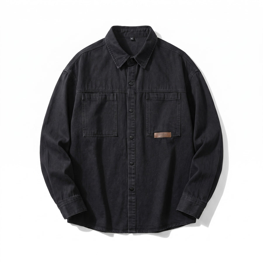 Men’s Cotton Blend Snap Button Shirt Two Chest Pockets Vintage, product photo 6