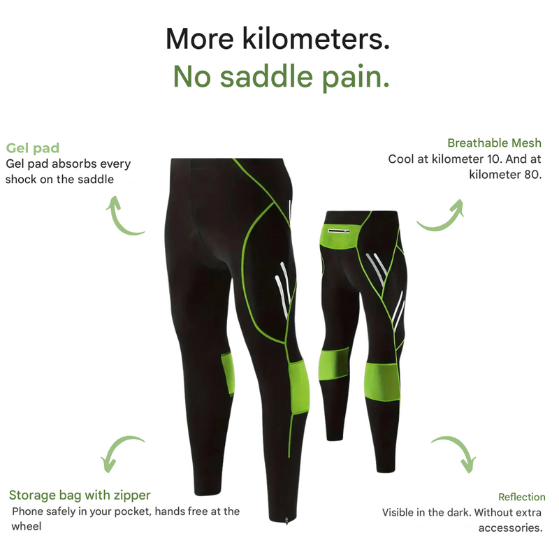 Men’s Cycling Shorts Long Gel Padded Breathable Bike Tights – product view 2 | Great Lakes Outdoor