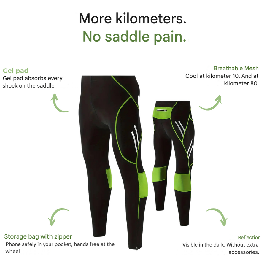 Men’s Cycling Shorts Long Gel Padded Breathable Bike Tights – product view 2 | Great Lakes Outdoor