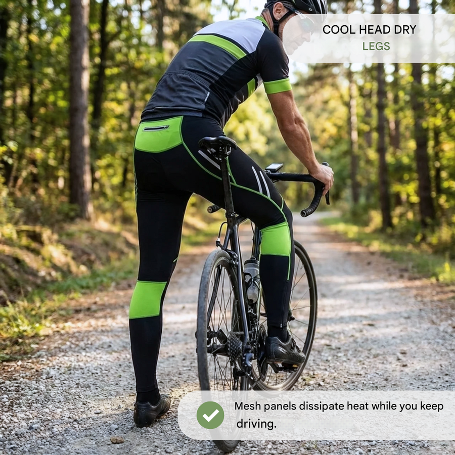 Men’s Cycling Shorts Long Gel Padded Breathable Bike Tights – product view 3 | Great Lakes Outdoor