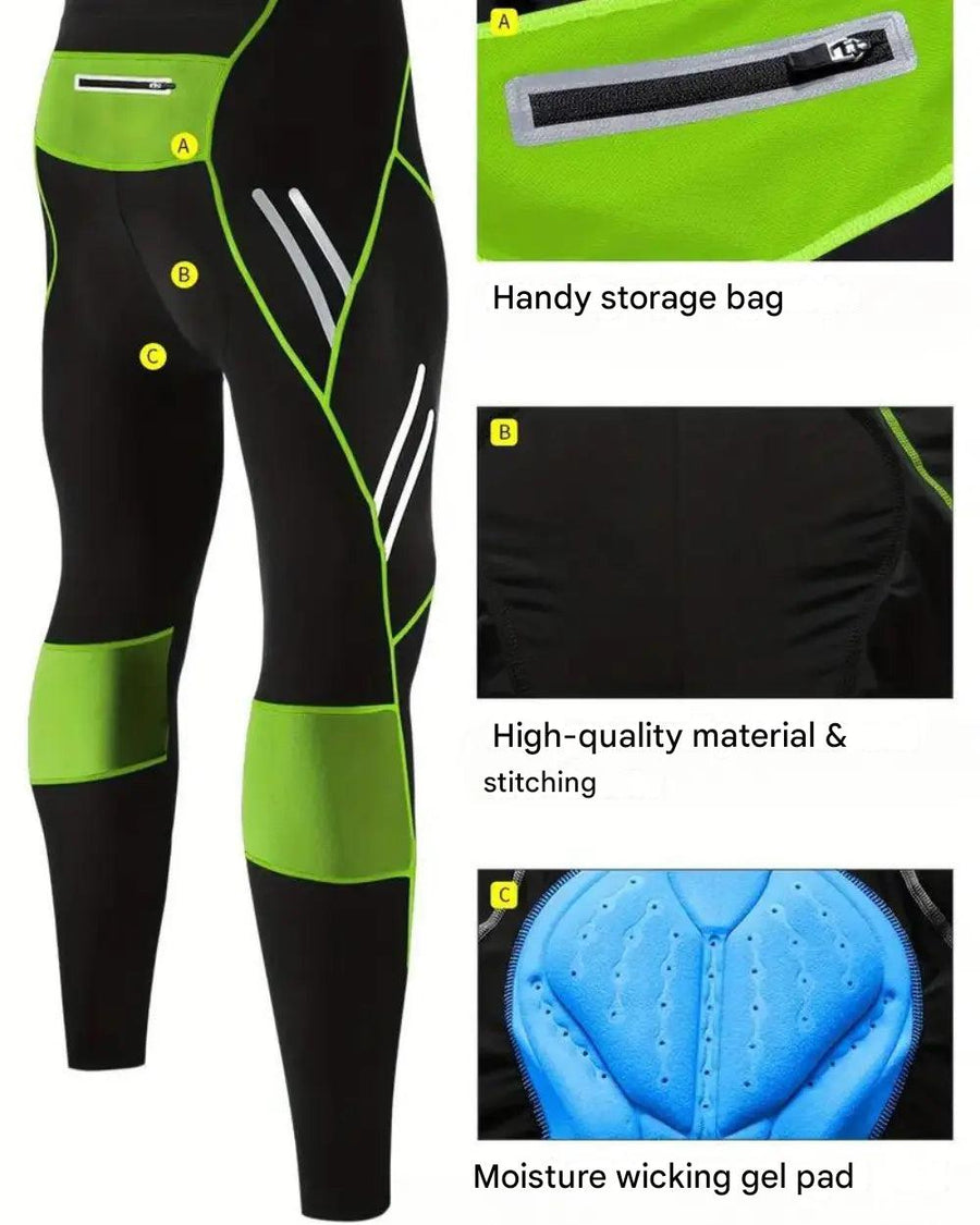 Men’s Cycling Shorts Long Gel Padded Breathable Bike Tights – product view 8 | Great Lakes Outdoor