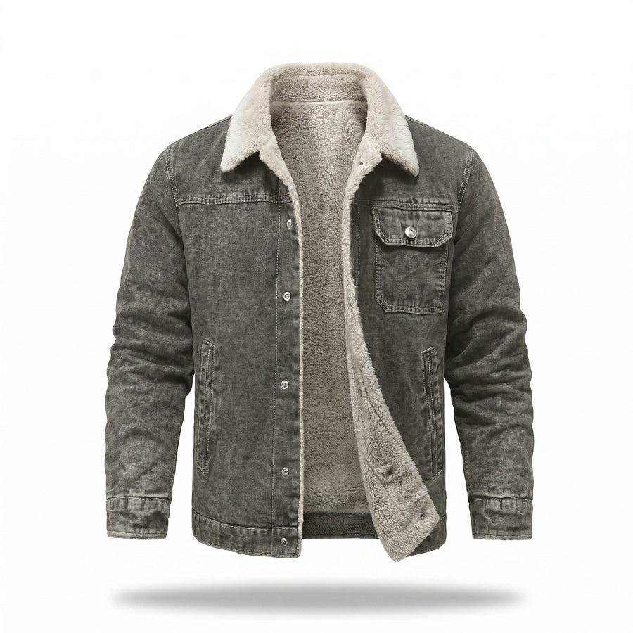 Men’s Denim Trucker Jacket Cotton Fleece Lined Warm Classic Fit, product photo 1