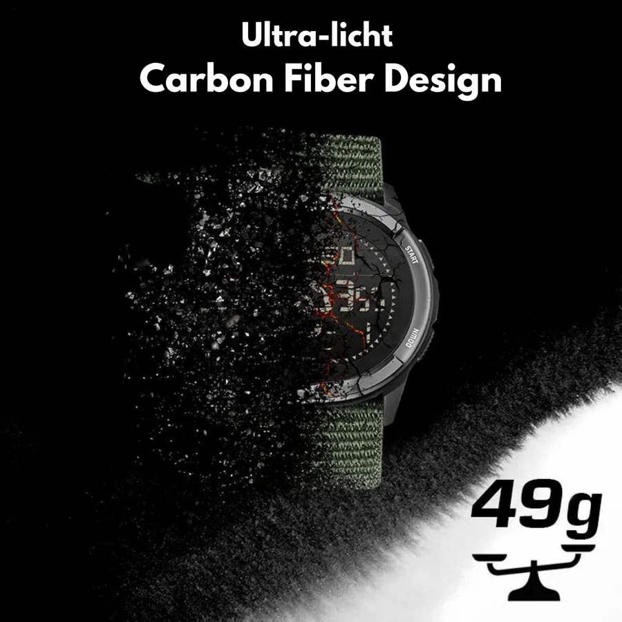 Men’s Digital Outdoor Watch Water Resistant Carbon Fiber Sports Watch – product view 4 | Great Lakes Outdoor