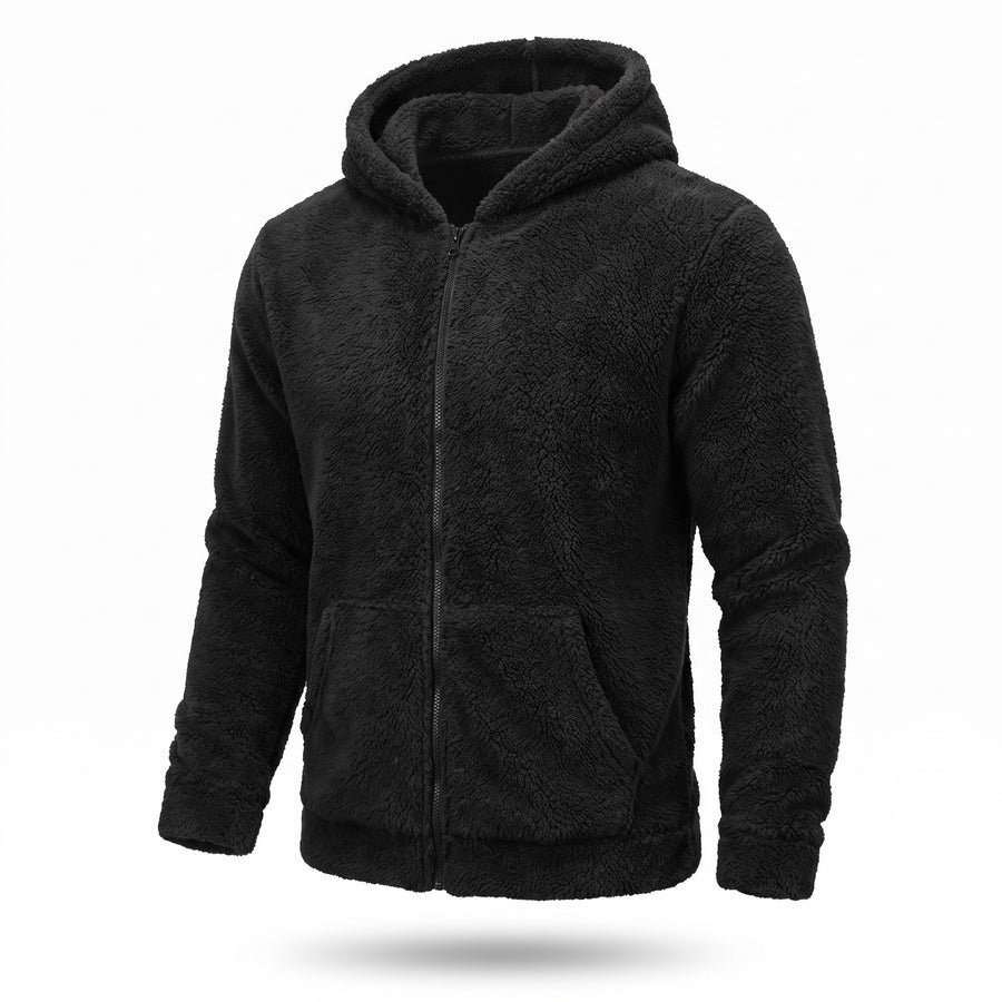 Men's Double Faced Coral Fleece Hooded Jacket Winter Weight, product photo 1
