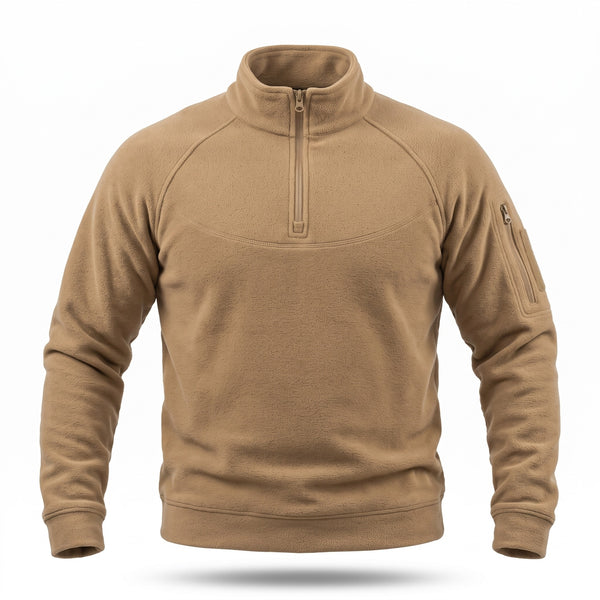 Men's Double Faced Fleece Pullover Stand Collar Zip Loose Fit