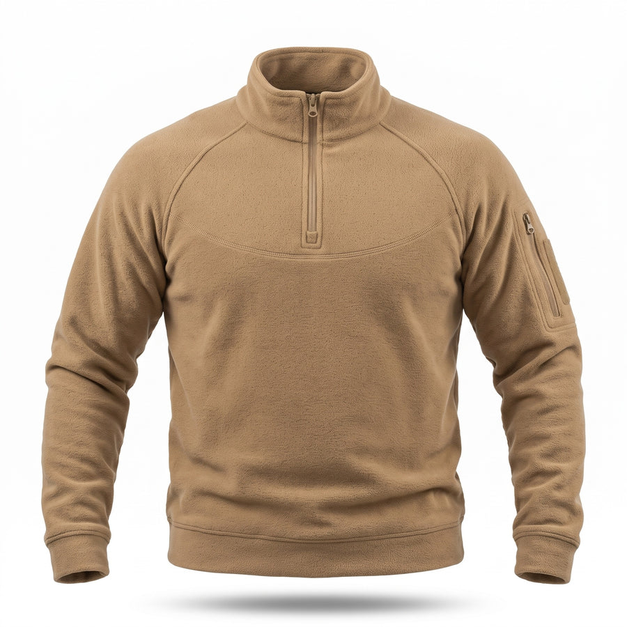 Men's Double Faced Fleece Pullover Stand Collar Zip Loose Fit, product photo 1