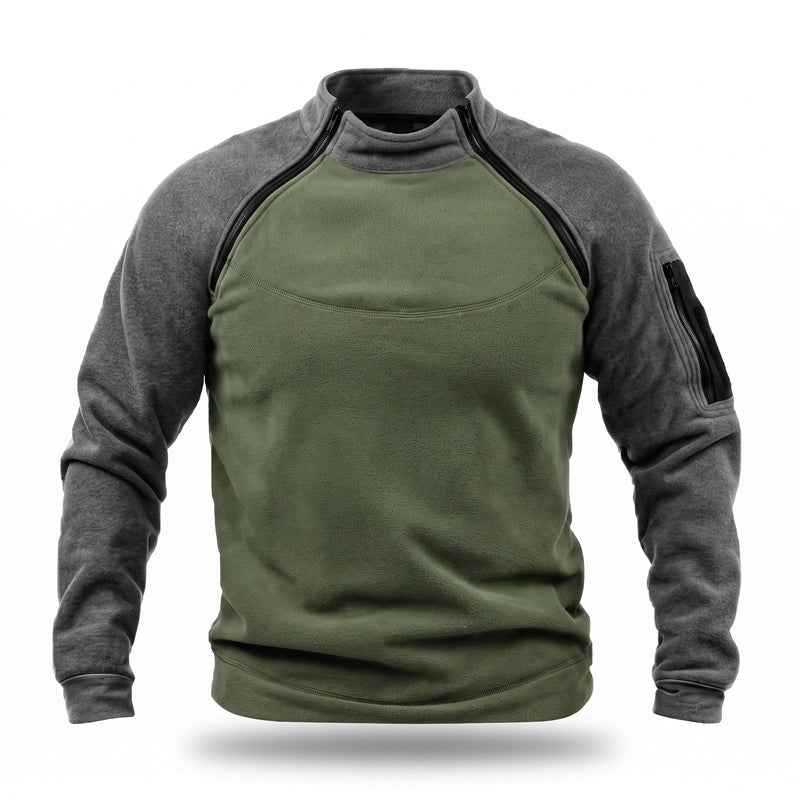 Men's Double Faced Fleece Pullover Stand Collar Zip Loose Fit, product photo 6