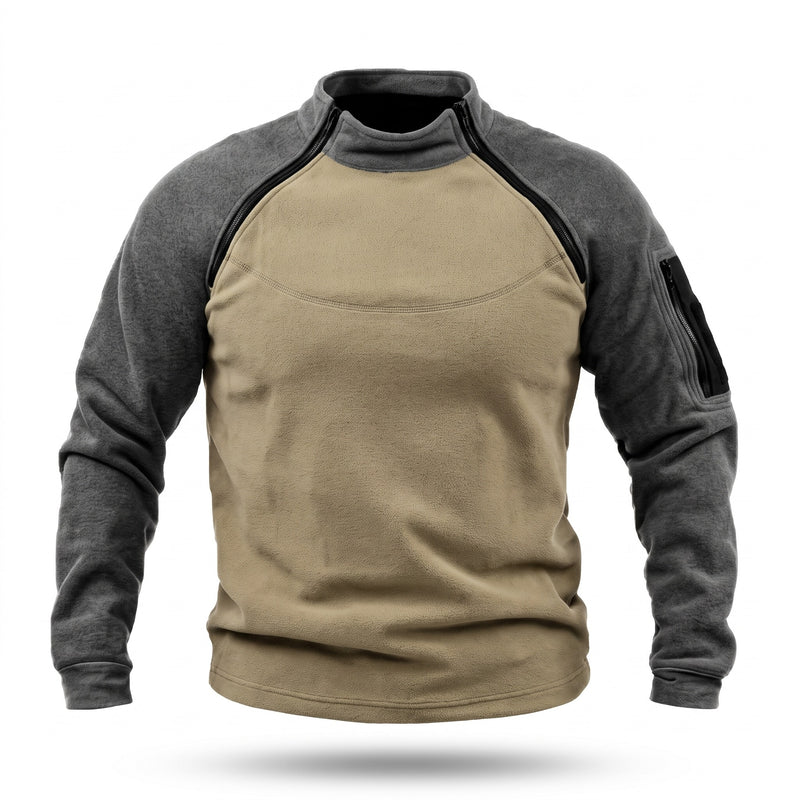 Men's Double Faced Fleece Pullover Stand Collar Zip Loose Fit, product photo 7