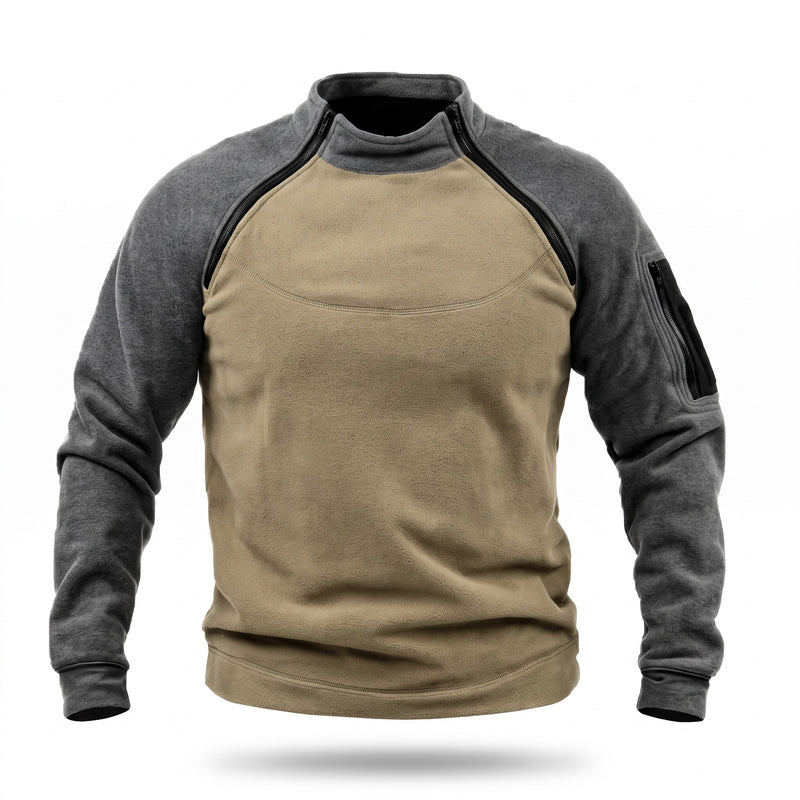 Men's Double Faced Fleece Pullover Stand Collar Zip Loose Fit, product photo 8
