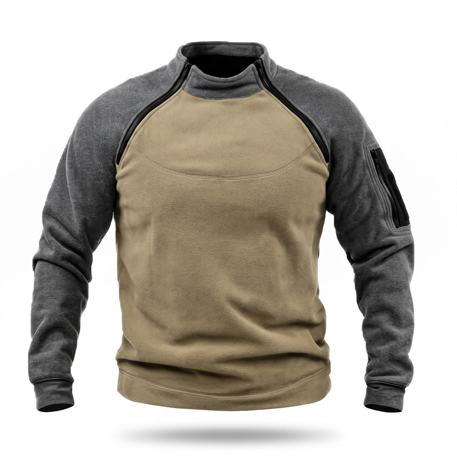 Men's Double Faced Fleece Pullover Stand Collar Zip Loose Fit, product photo 8