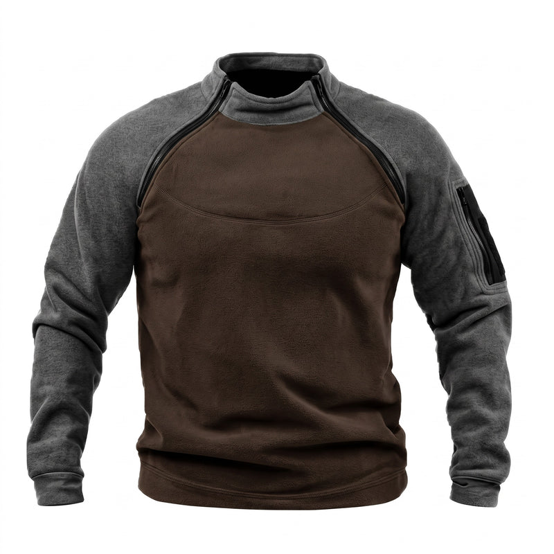 Men's Double Faced Fleece Pullover Stand Collar Zip Loose Fit, product photo 11