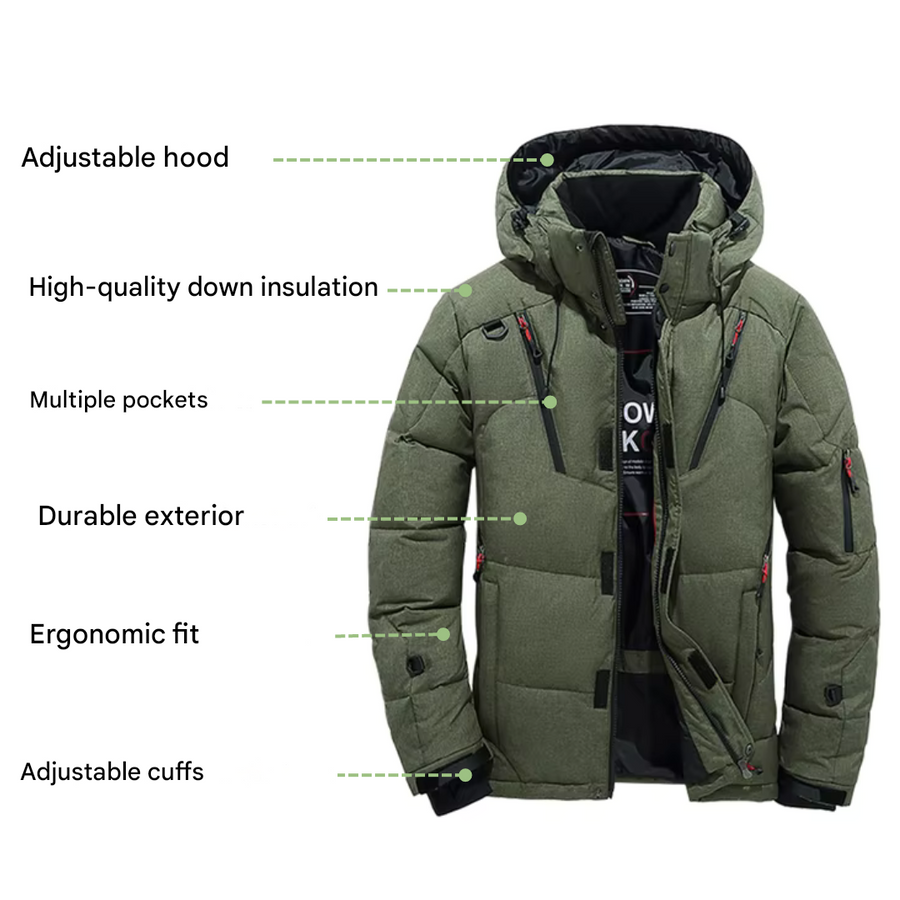 Men’s Down Jacket Waterproof Windproof Winter Insulated Coat – product view 7 | Great Lakes Outdoor