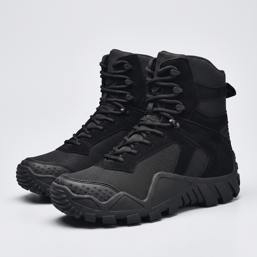 Echo Hawk 6 tactical boots in black, suede and nylon upper with lug outsole
