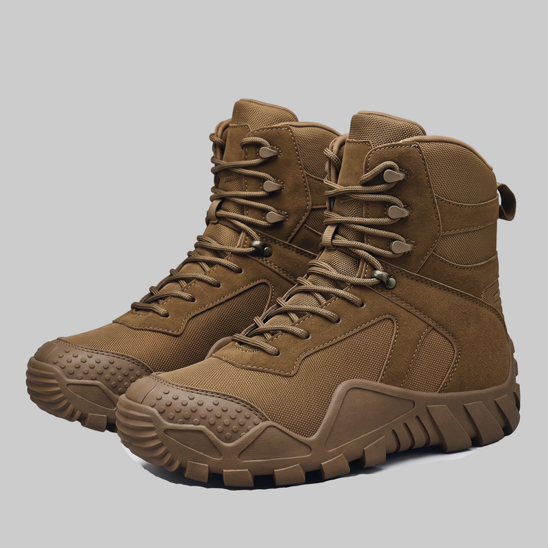 Echo Hawk 6 tactical boots in brown, suede and nylon upper with lug outsole