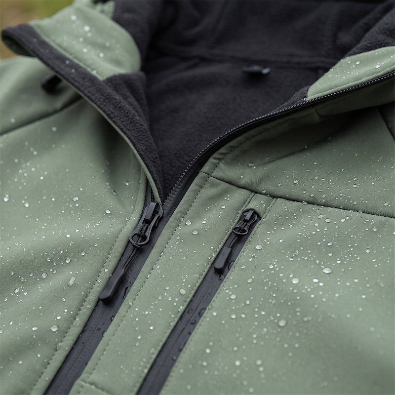 Men’s Fleece Lined Hooded Jacket Wind Resistant Zip Pockets, product photo 4