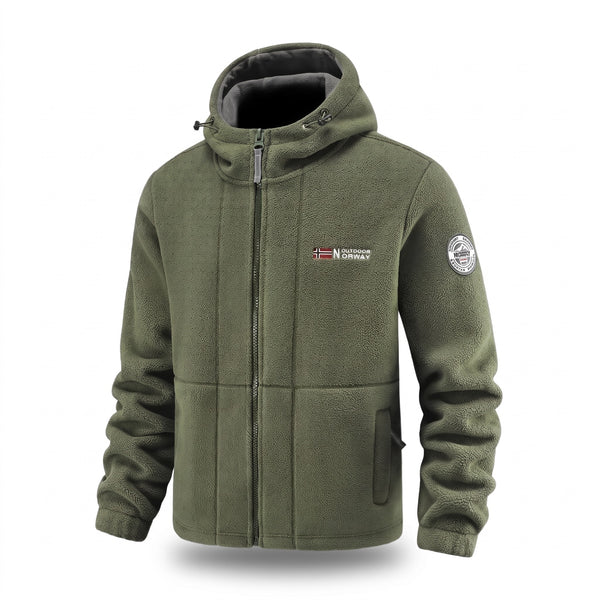 Men's Fleece Lined Jacket Windproof Hooded Zip Pocket Winter Coat