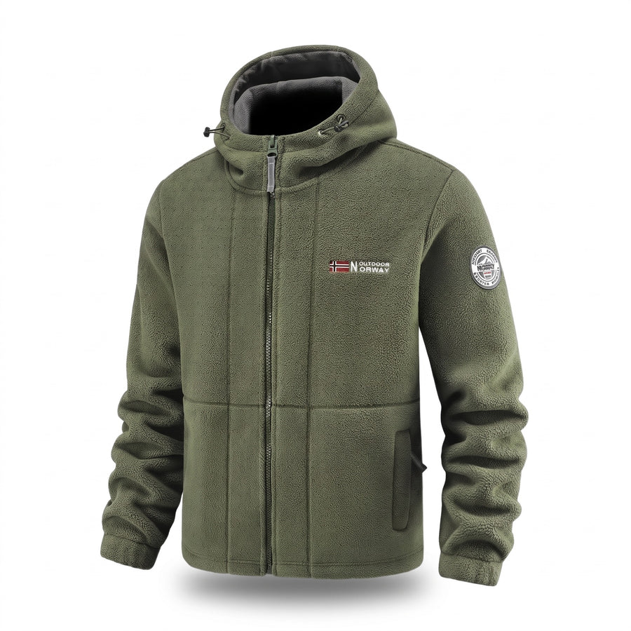 Men's Fleece Lined Jacket Windproof Hooded Zip Pocket Winter Coat, product photo 1