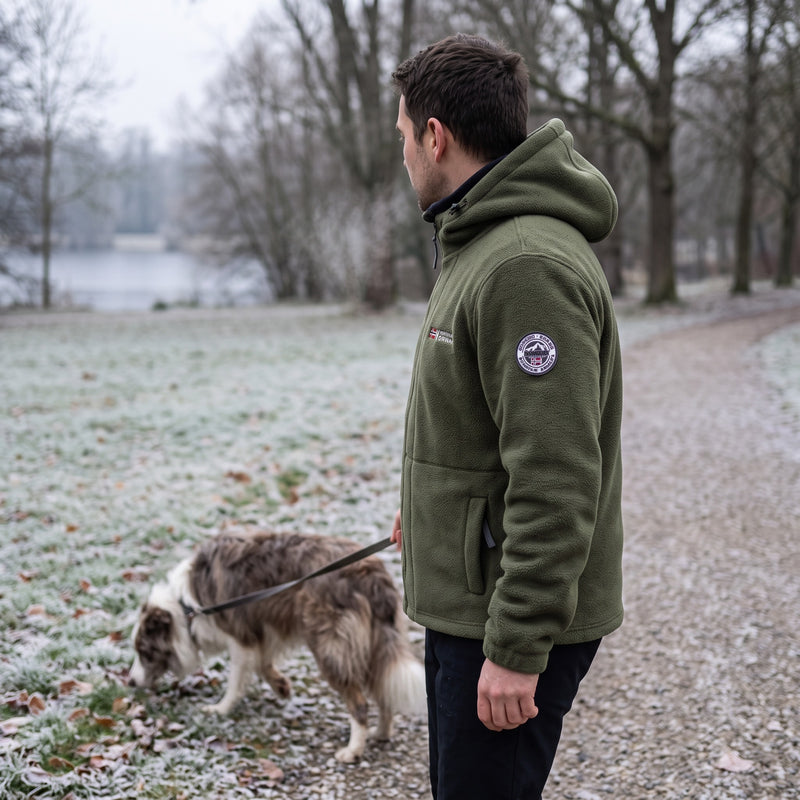 Men's Fleece Lined Jacket Windproof Hooded Zip Pocket Winter Coat, product photo 5