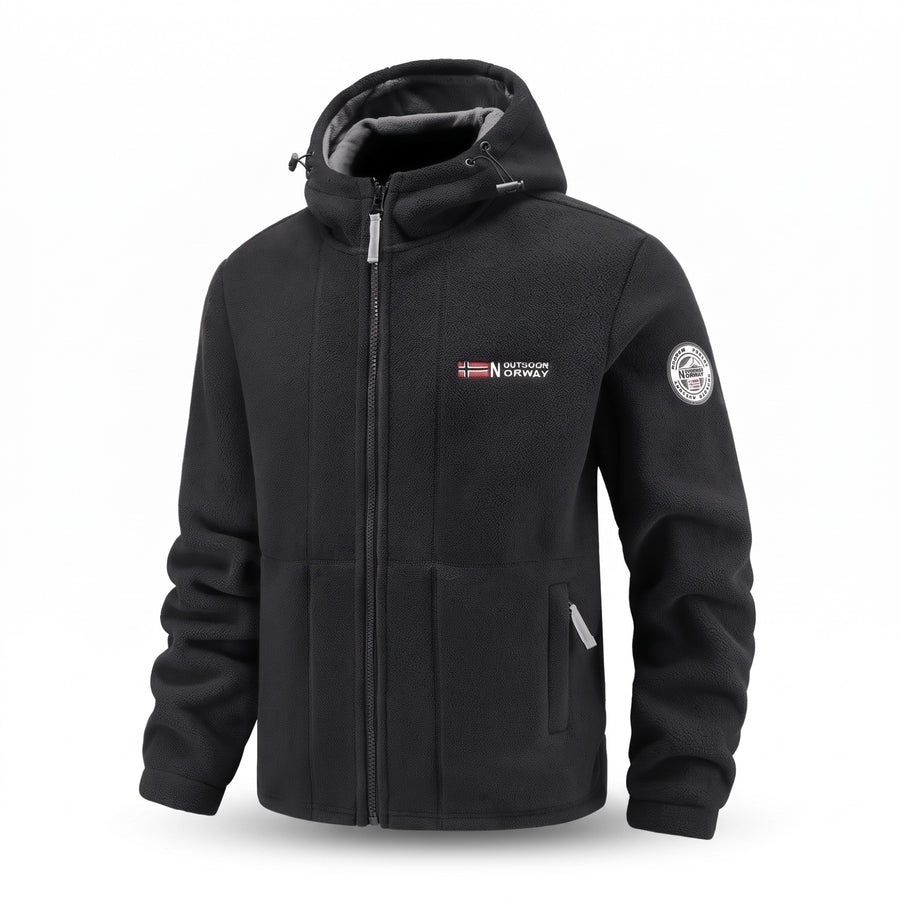 Men's Fleece Lined Jacket Windproof Hooded Zip Pocket Winter Coat, product photo 6