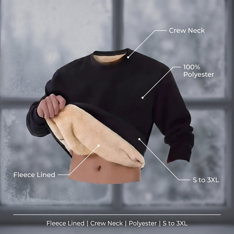 Men's Fleece Lined Sweatshirt Crew Neck Long Sleeve Winter Pullover, product photo 2